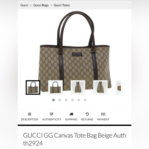 Gucci GG Canvas Tote Bag Beige and Navy - Picture 2 of 8